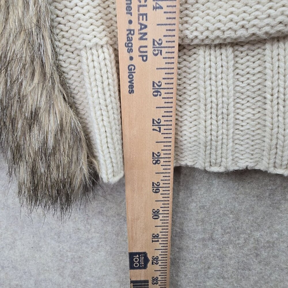 Style & Co Womens Faux Fur Trim Knit Sweater Vest Beige Small Acrylic Wool Blend - Picture 4 of 5